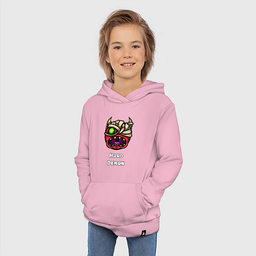 Детская толстовка-худи Geometry Dash hard demon / Светло-розовый – фото 3