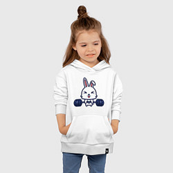 Толстовка детская хлопковая Кролик атлет, цвет: белый — фото 2