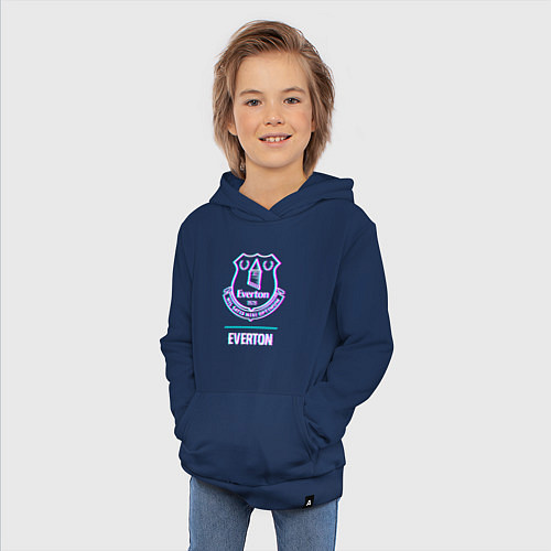Детская толстовка-худи Everton FC в стиле glitch / Тёмно-синий – фото 3