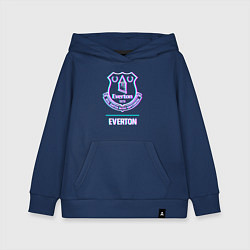 Толстовка детская хлопковая Everton FC в стиле glitch, цвет: тёмно-синий