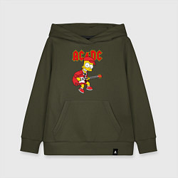 Толстовка детская хлопковая AC DC Барт Симпсон, цвет: хаки