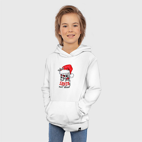 Детская толстовка-худи Santa is not dead, skull in red hat, holly / Белый – фото 3