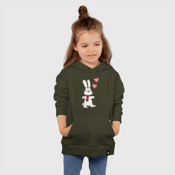 Толстовка детская хлопковая Кролик с сердечками, цвет: хаки — фото 2