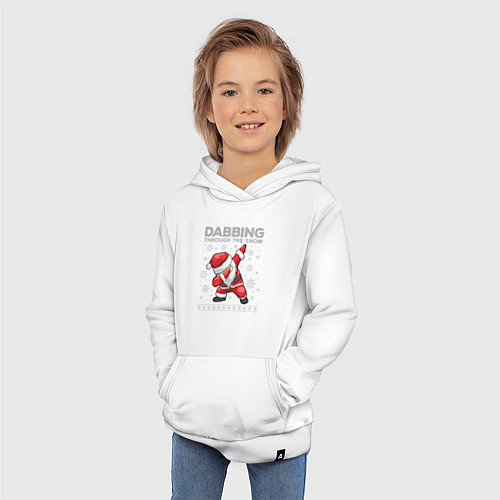 Детская толстовка-худи Through the snow Santa dabbing / Белый – фото 3
