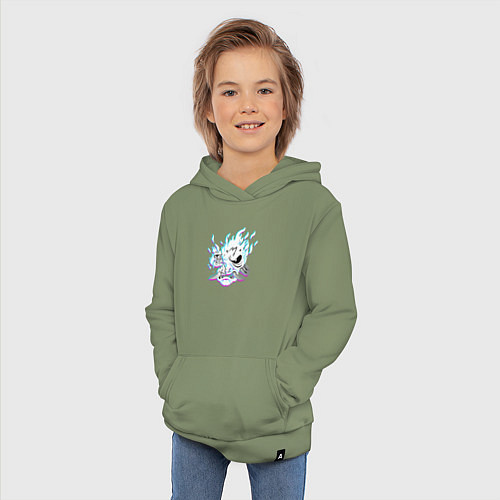 Детская толстовка-худи Cyberpunk 2077 neon samurai glitch art / Авокадо – фото 3