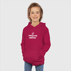 Толстовка детская хлопковая Thousand Foot Krutch белое лого, цвет: маджента — фото 2