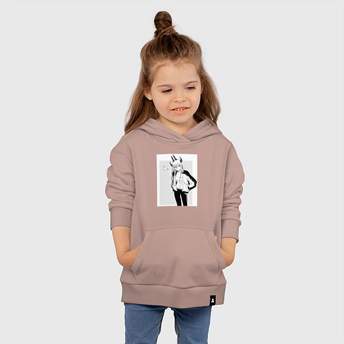 Детская толстовка-худи Человек-бензопила Пауэр / Пыльно-розовый – фото 4