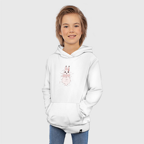 Детская толстовка-худи Cute white rabbit / Белый – фото 3