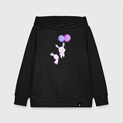 Толстовка детская хлопковая Милые крольчата с воздушными шарами, цвет: черный