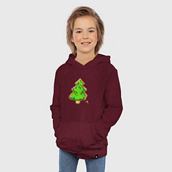 Толстовка детская хлопковая Печенье елка, цвет: меланж-бордовый — фото 2