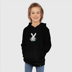 Толстовка детская хлопковая Кролик в цветах, цвет: черный — фото 2