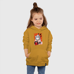 Толстовка детская хлопковая Сердитый смайлик поп арт, цвет: горчичный — фото 2