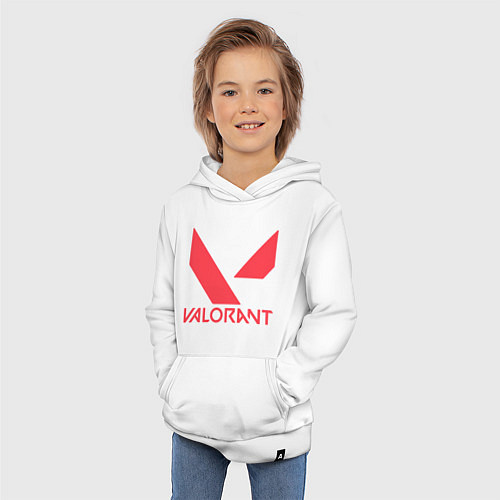 Детская толстовка-худи Valorant - logo / Белый – фото 3