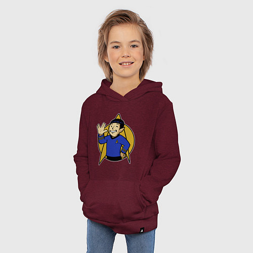 Детская толстовка-худи Spoke - vault boy / Меланж-бордовый – фото 3