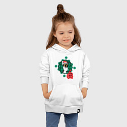 Толстовка детская хлопковая Черный кот с красным мешком подарков, цвет: белый — фото 2