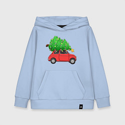 Толстовка детская хлопковая Новогодняя машина с праздничной елкой, цвет: мягкое небо