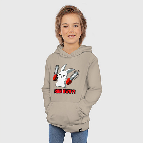 Детская толстовка-худи Rabbit run away / Миндальный – фото 3