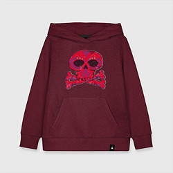Толстовка детская хлопковая Колдунский череп и кости, цвет: меланж-бордовый