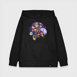 Толстовка детская хлопковая Космический Санта на велике, цвет: черный