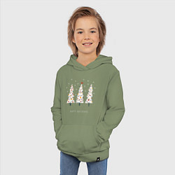 Толстовка детская хлопковая Три новогодних ёлочки, цвет: авокадо — фото 2