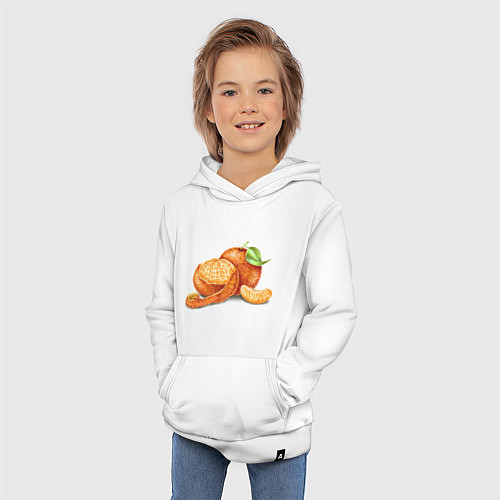 Детская толстовка-худи Мандаринки на Новый год / Белый – фото 3