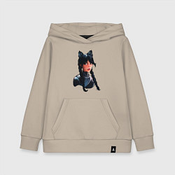 Толстовка детская хлопковая Чёрная кошка Уэнсдэй, цвет: миндальный