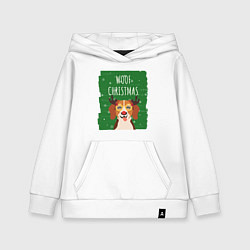 Толстовка детская хлопковая Woof christmas, цвет: белый
