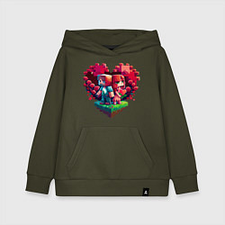 Толстовка детская хлопковая Влюбленные в Minecraft, цвет: хаки