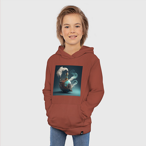 Детская толстовка-худи Волшебный пароход / Кирпичный – фото 3