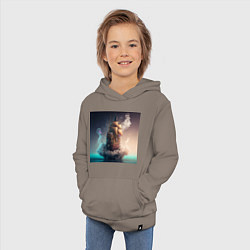 Толстовка детская хлопковая Путешествие во времени, цвет: утренний латте — фото 2