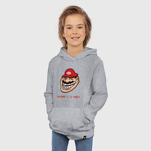 Детская толстовка-худи Mario player 1 / Меланж – фото 3
