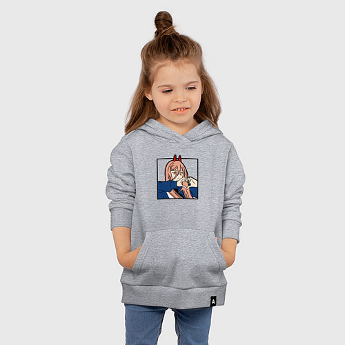 Детская толстовка-худи Пауэо показывает сердечко - черный / Меланж – фото 4