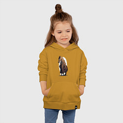 Толстовка детская хлопковая Мультяшный конь в пальто, цвет: горчичный — фото 2