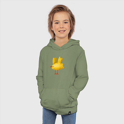 Детская толстовка-худи Желтая птичка / Авокадо – фото 3