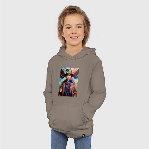 Детская толстовка-худи Джонни Депп - стимпанк - нейросеть - фантазия / Утренний латте – фото 3