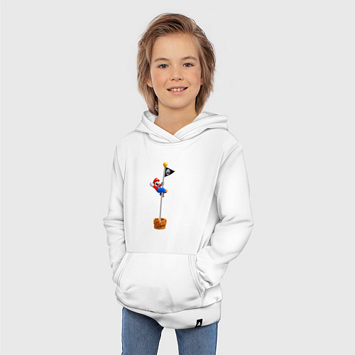 Детская толстовка-худи Марио на финише / Белый – фото 3