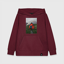 Толстовка детская хлопковая Дом на горе, цвет: меланж-бордовый