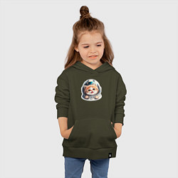 Толстовка детская хлопковая Котик-космонавт, цвет: хаки — фото 2