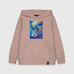 Толстовка детская хлопковая Cyber shark - ocean and space - art, цвет: пыльно-розовый
