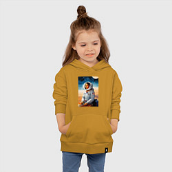Толстовка детская хлопковая Мона Лиза в скафандре, цвет: горчичный — фото 2