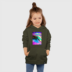 Толстовка детская хлопковая Неоновая волна - тихий океан, цвет: хаки — фото 2
