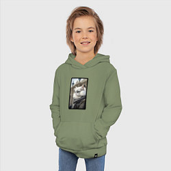 Толстовка детская хлопковая Санкт-Петербург котик, цвет: авокадо — фото 2
