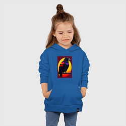 Толстовка детская хлопковая Ворон на ветке иллюстрация, цвет: синий — фото 2