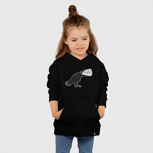 Детская толстовка-худи Кричащая ворона / Черный – фото 4