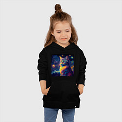 Толстовка детская хлопковая Котик Винсент ван Гог, цвет: черный — фото 2