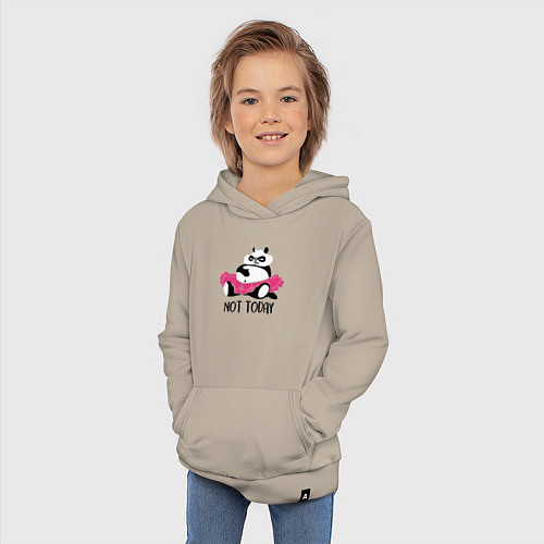 Детская толстовка-худи Ленивая панда / Миндальный – фото 3