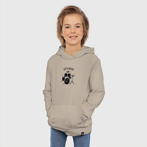 Детская толстовка-худи Барабанная установка / Миндальный – фото 3