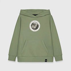 Толстовка детская хлопковая Юрий Гагарин в иллюминаторе, цвет: авокадо