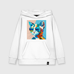 Толстовка детская хлопковая Кот в темных очках Пикассо, цвет: белый