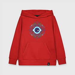 Толстовка детская хлопковая Магический глаз и орнамент, цвет: красный